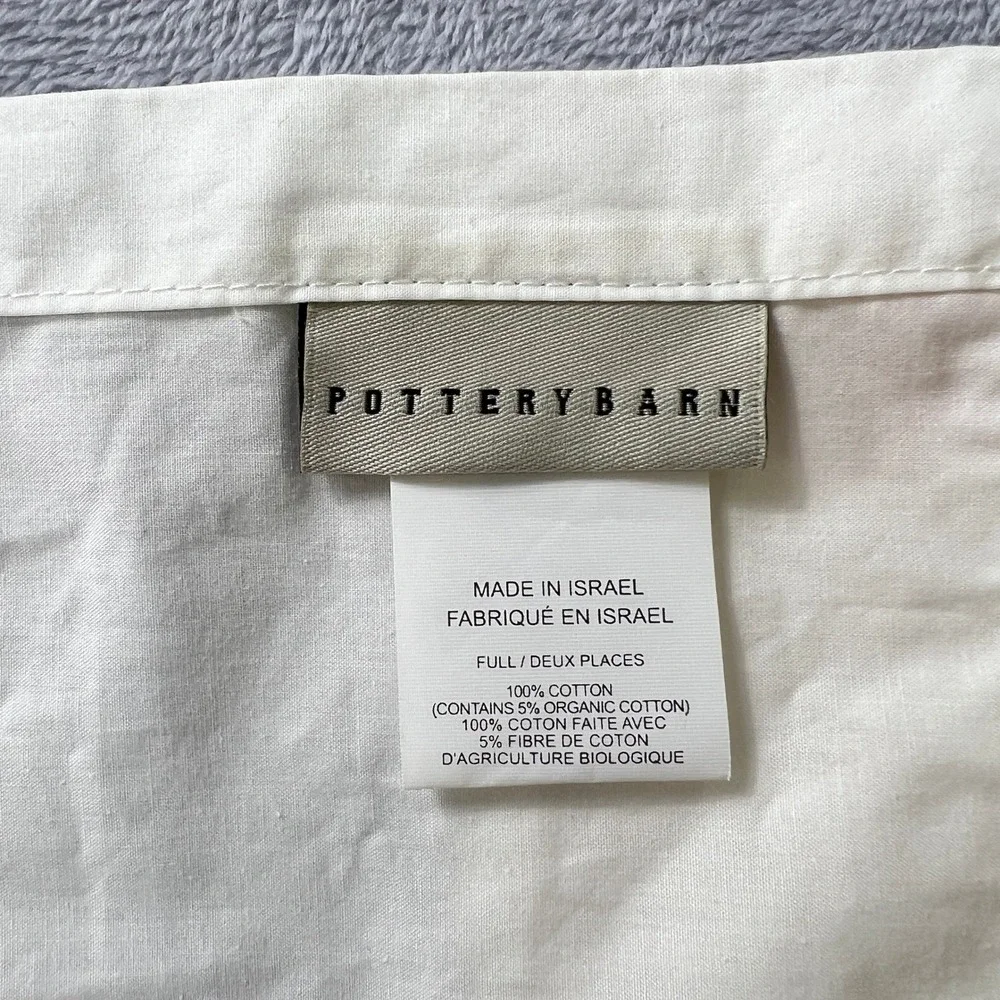 Pottery Barn Morgan Banded Full Size Bed Skirt White Orange Stripe 14
